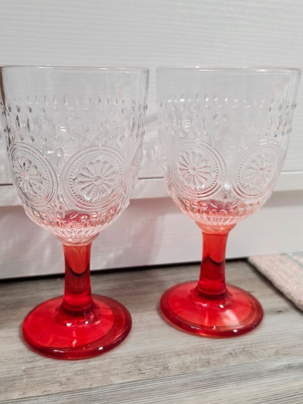 Target Red Stemmed Pressed Glass Wine Goblet - Set of 2 New 4th of July